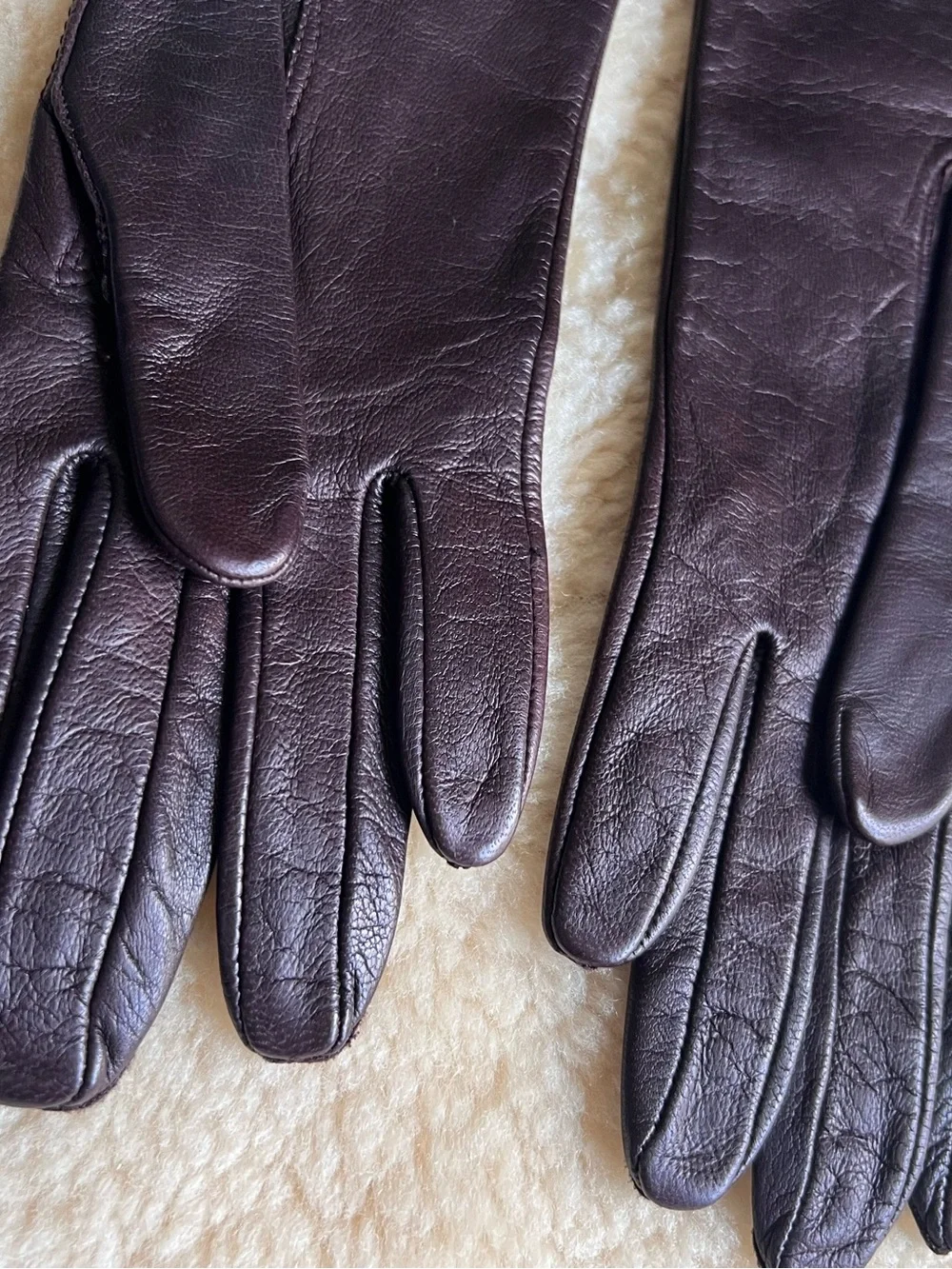 Fownes Gloves VTG 1960s 70s Leather Antron Lining Women's Sz 7 Retro Classic